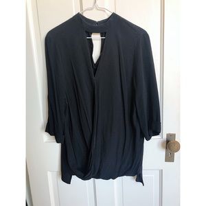 3/4 sleeve black shirt with deep V